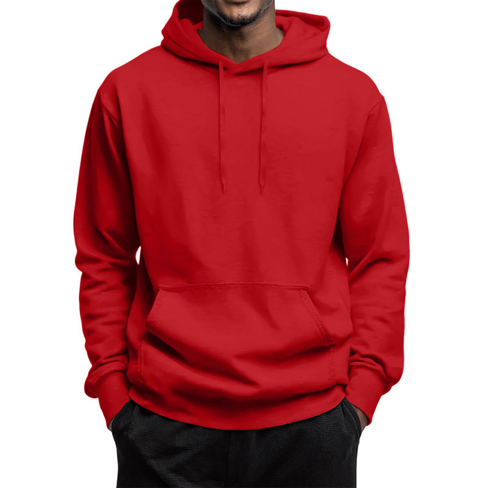 

Men’s Pullover Hoodie Sweatshirt Comfortable Fleece Hooded Top with Adjustable Drawstring and Kangaroo Pocket for Daily Wear M красный