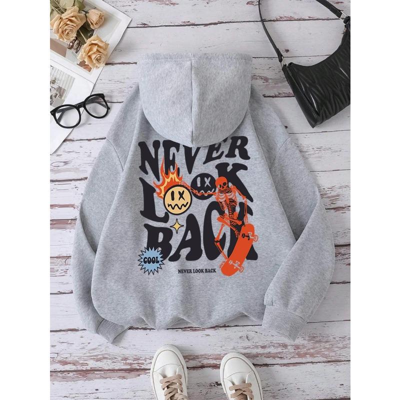 Never Look Back Creative Smile Skull Hoodies Women Warm Comfortable Sweatshirt Loose Hip Hop Street Clothes Loose Hoody Hoodies & Sweatshirts Women’s