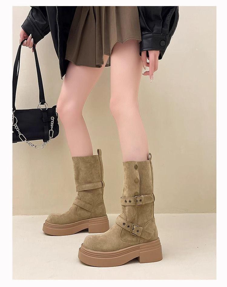 Fashion Women's new spring autumn single boots retro midsole thick soled short boots simple comfortable versatile women's shoes
