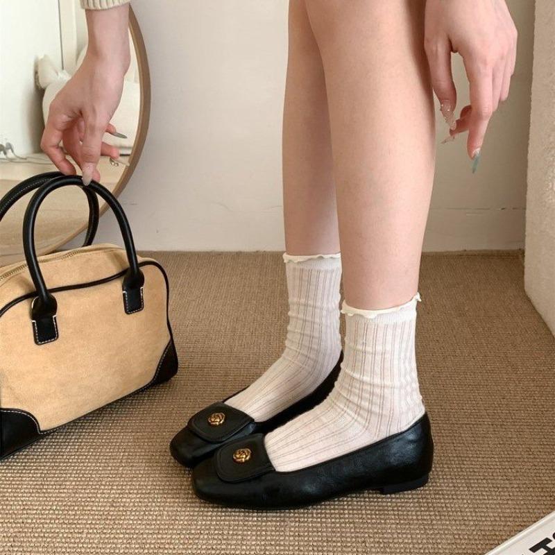 Genuine Leather Ladies Simple Shoes Cozy Loafers Women Basic Shoes Soft Cowhide Daily Footwear On Thick Heel Slip On Work Pumps