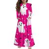 Girls' Tiered Ruffle Dress Halloween Day - Long Sleeve Printed Maxi With Pockets