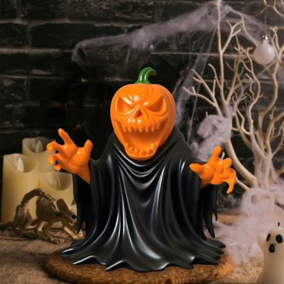 Pumpkin Ghost Figurine Spooky Cute Festive Halloween Statue Indoor Outdoor