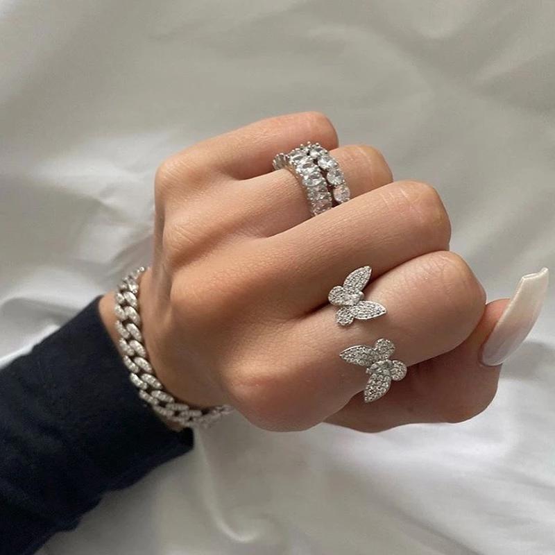 High Quality Summer Delicate Cute Lovely Double Butterfly Animal Ring For Women Girl Fashion Open Adjust Size Party Jewelry