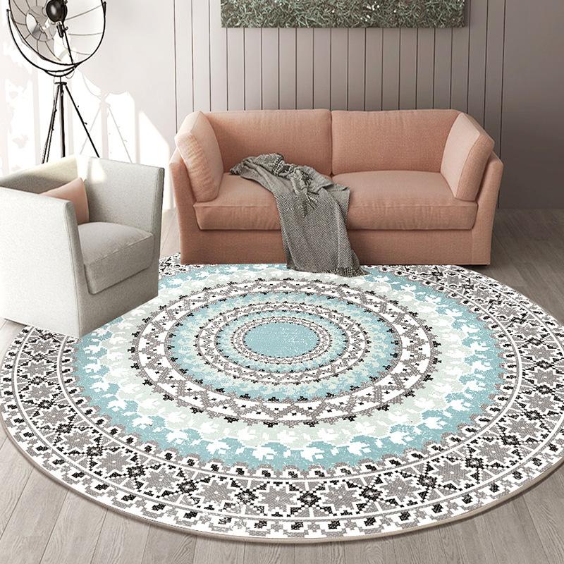 Ethnic Style Circular Living Room Carpet Nordic Bedroom Bedside Mat Dressing Table Computer Chair Floor Mat