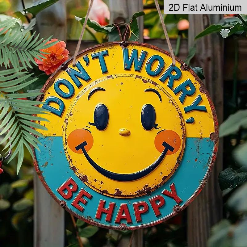

2D Flat Aluminum Design Featuring A Yellow Smiley Face with A Therapeutic Theme, Measuring 7.87 X 7.87 Inches. Perfect for Home Decor, Bedroom Decor 1pc