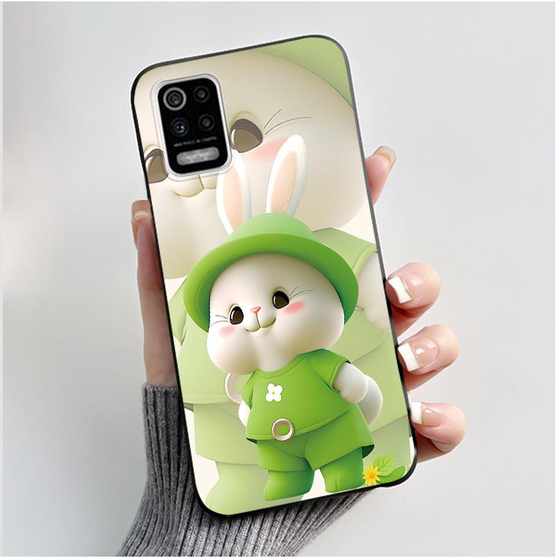Case For LG K52 Q52 K62 Phone Case Luxury Cute Love Rabbit Funny Ultra Thin Slim Soft Black TPU Silicone Protective Back Cover