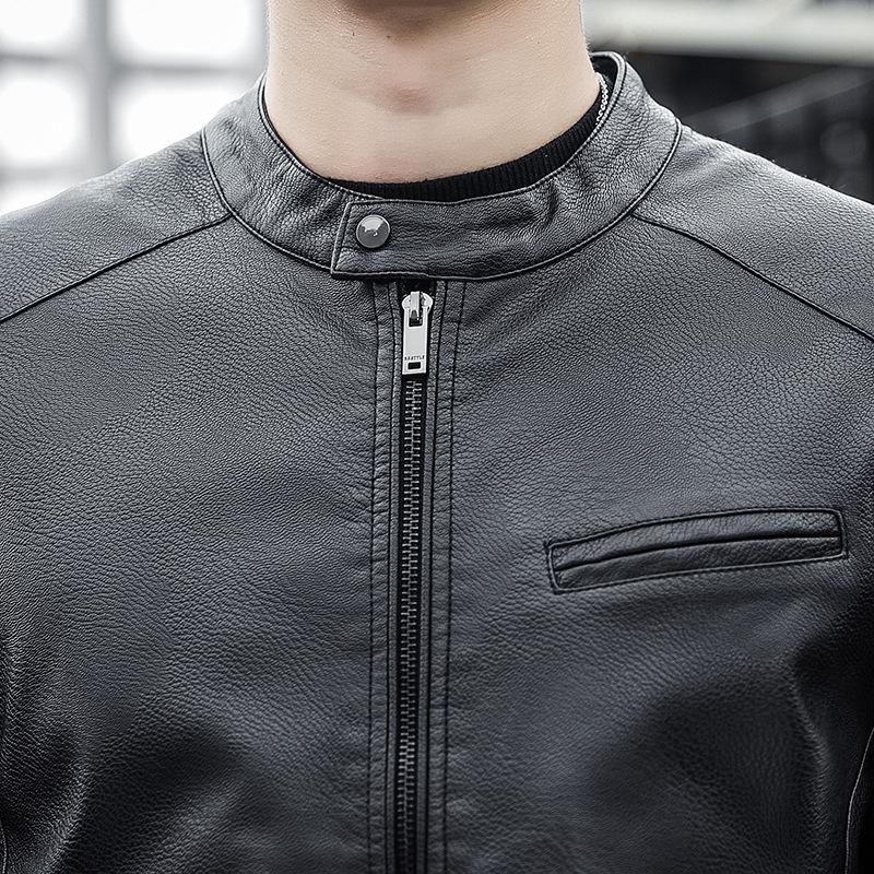 Neue Top-Lederjacke PU-Ledermantel Weiches Leder Herren Herbst und Winter Leichtes Business Casual Stehkragen Einfache und vielseitige Herrenjacke
