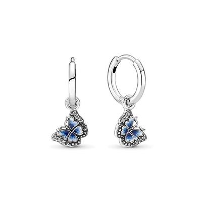 925 Zilver Blauwe Vlinder Oorbellen Hangers Dames oorbellen 290778C01
