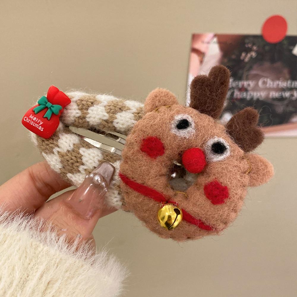 Felt Christmas Tree Hair Clip Elk Xmas Wool Barrettes Unique Santa Claus Hairpin  Girls