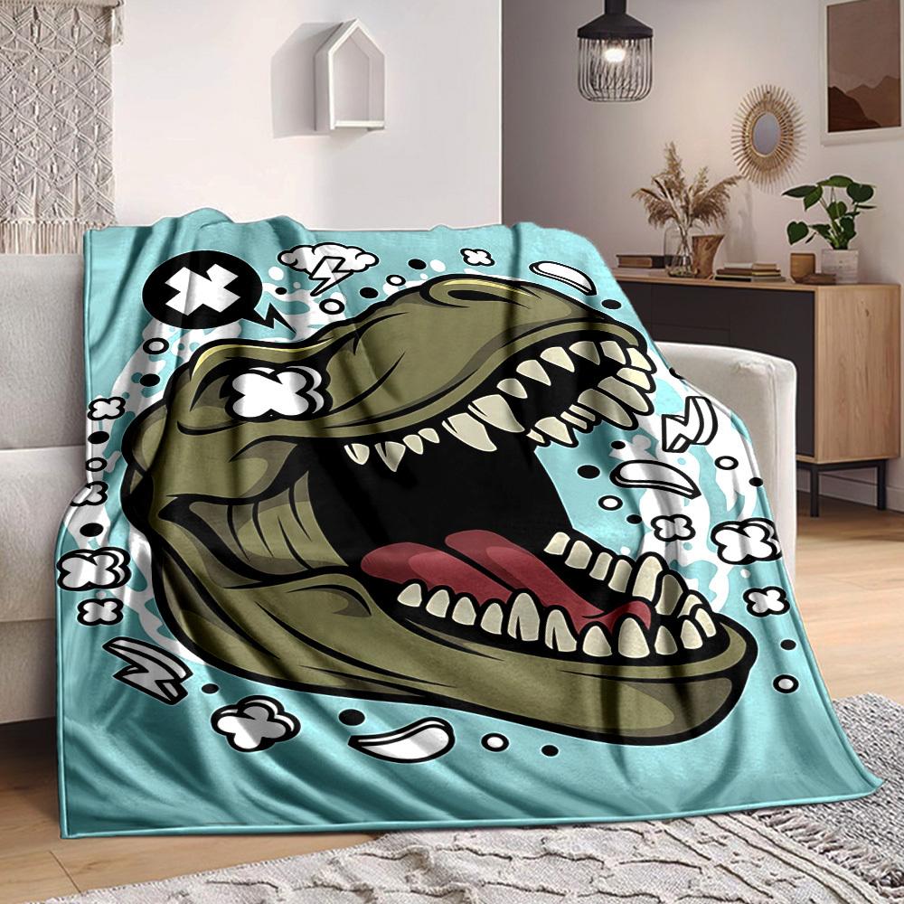 1pc Dino Roar Lightweight Flannel Blanket, Comfortable and Warm Blanket, for Office and Camping Sofa Bed, Livingroom084
