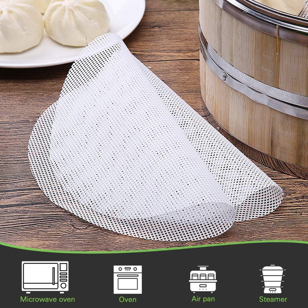 GWHOLE Steamer 20cm Steamer Cooking Mat for Chinese Heat 10 Sheets Sheets, Diameter, Food-Grade Silicone, Paper, Steamers, Resistant, Reusable,