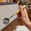 Pearl Stainless Steel Spoon with Imitation Ceramic Handle, Household Dining Spoon, High-temperature Resistant Round Spoon Spoon