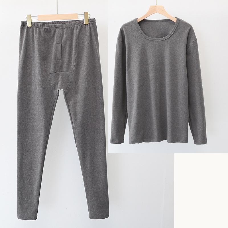Men's Thermal Plus Velvet Innerwear Set: Double-Sided Brushed Warm Top and Pants, Plus Size.
