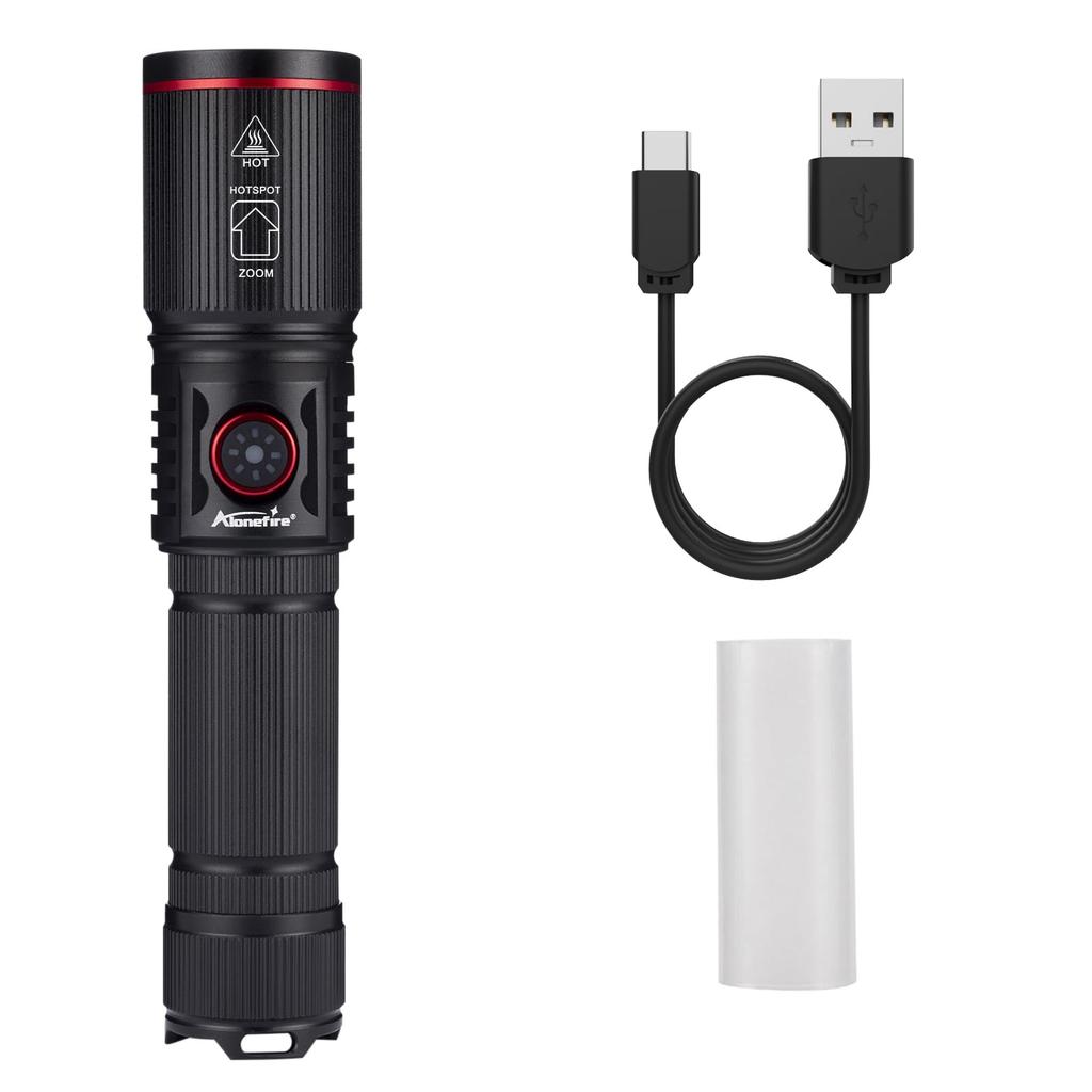 Alonefire SV96 Multifunctional Flashlight with and Blue 4 LEDs In Strobe Charging Lithium for Nighttime and Emergency Use Red, White, Green, Lights,