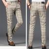 2026 Sommer Klassisch Einfach Gerade Freizeit Hosen für Herren Personalisiert Kariert Vielseitig Stretch Business Casual Schmale Hosen