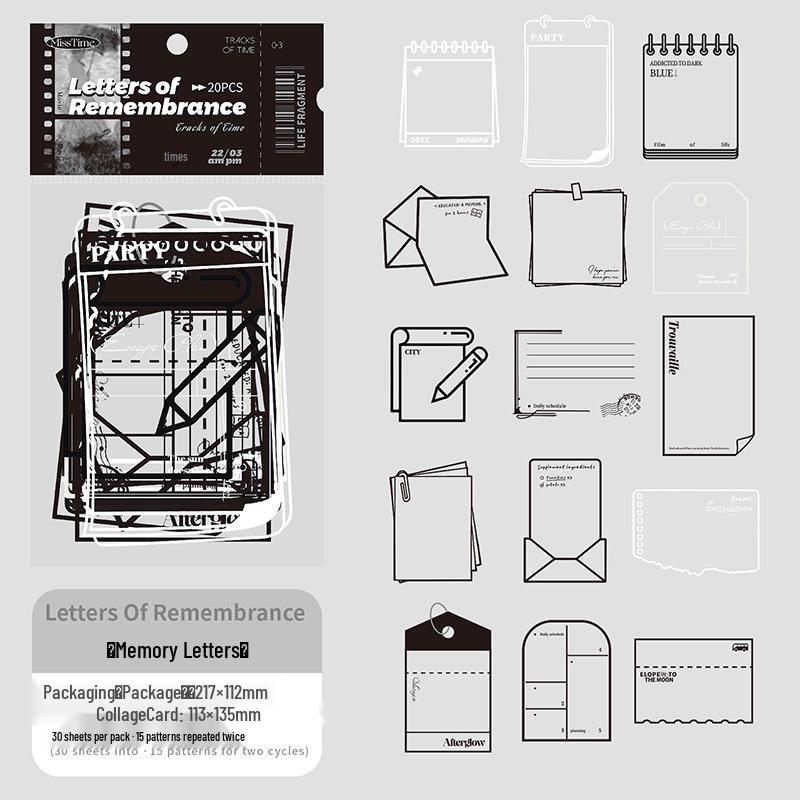 Time Collage Cards: Retro Film-Inspired DIY Journal Series (30 Sheets)