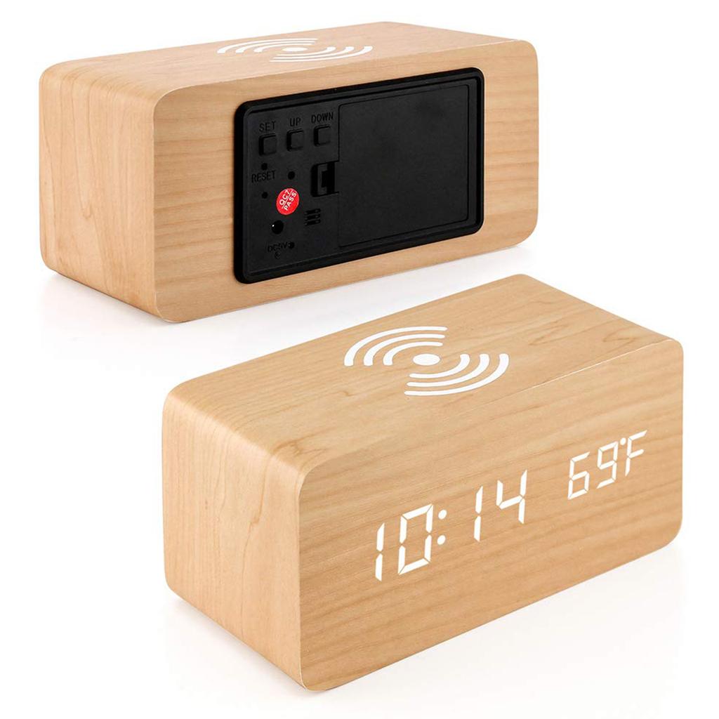 Digital Alarm Clock with Wireless   LED Desk Alarm Clock Temperature Display