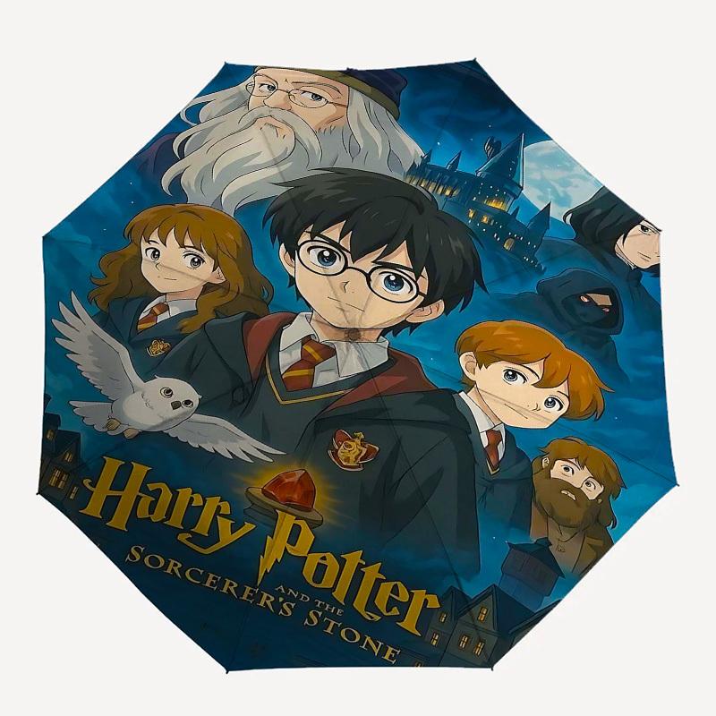 

1pc Harry Potter and the Sorcerer s Stone Automatic Folding Umbrella - Compact 8-Rib Design, Durable Plastic & Iron1132L