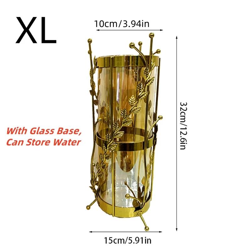 Luxury Metal Flower Vase, European Style, Glass Plant Pot, Wedding, Christmas, Living Room Dining Table Home Decoration Artwork