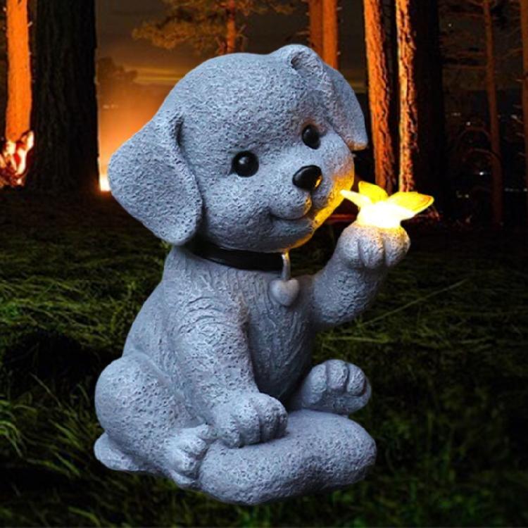 Dog Figurine Butterfly Dog Solar Garden Statue for Patio Balcony Yard Lawn Garden Light Housewarming Gift for Garden