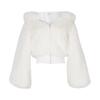 Furry Cropped Faux Fur Coats and Jackets Women Fluffy Top Coat with Hooded Winter Fur Jacket