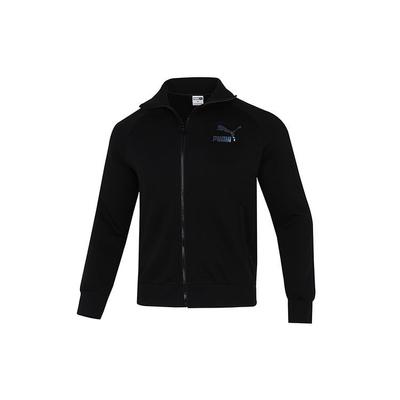 Kultowa kurtka dresowa z logo T7 Retro Męska Odzież wierzchnia Czarna 531377-95