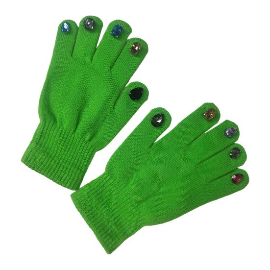 Faux Diamond Knitted Gloves Women Cotton Thickened Winter Gloves Windproof Riding Outdoor Mittens Fashion Accessories