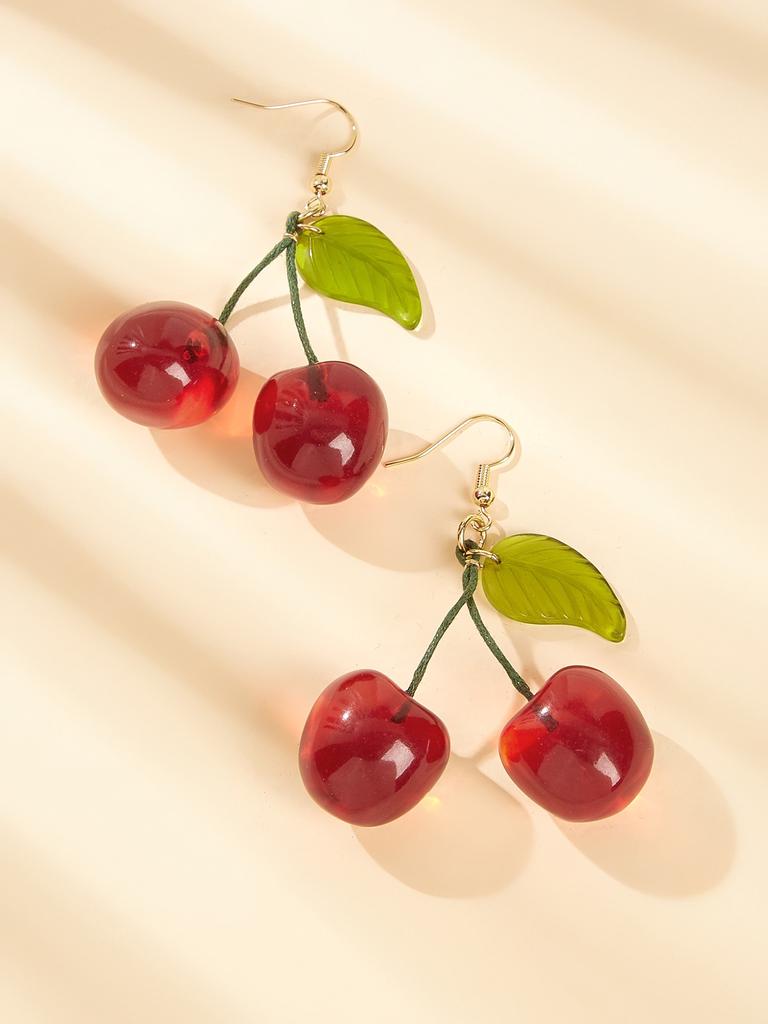 Orecchini pendenti con ciliegia rossa 3D