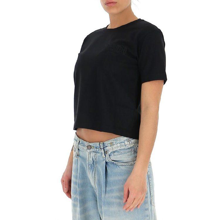 Fendi Crop Tops Women's Black Crew Neck Moderate FS7389AFLTF0GME