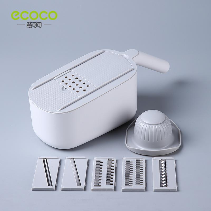 Vegetable Slicer Potato Shredder Cucumber Radish Lemon Slicer Household Multifunctional Grater Shredder Hand Guard Gray