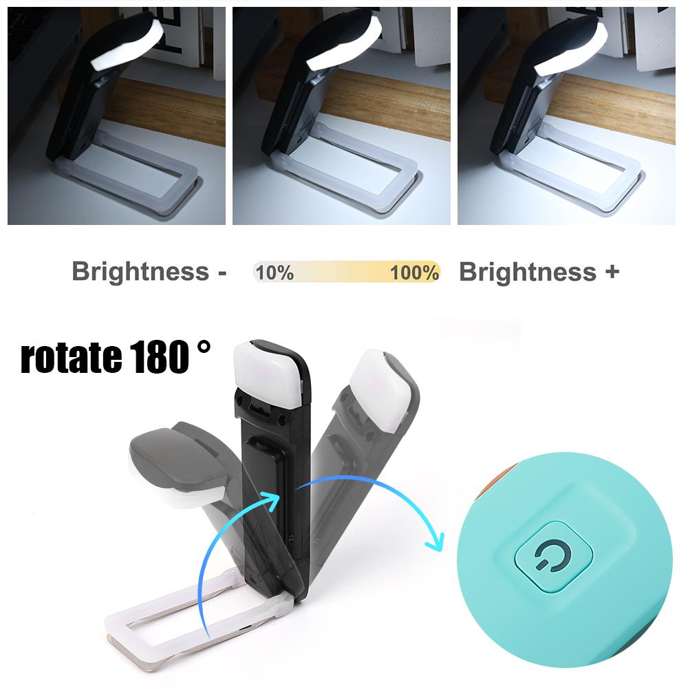 USB Rechargeable Book Light Brightness Adjustable for Eye-Protection LED Clip On Portable Bookmark Light for Reading In Bed Car