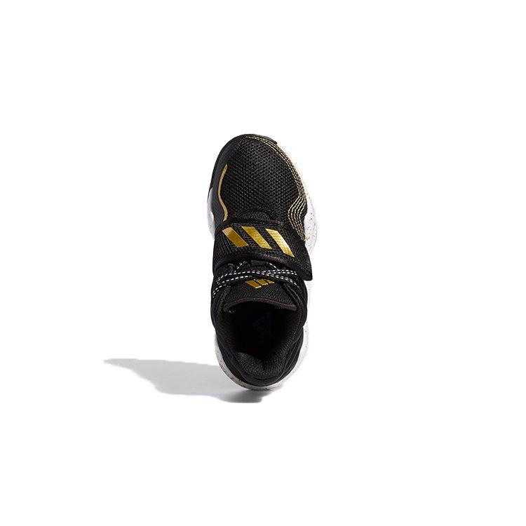 Adidas Deep Threat Comfortable And Trendy Breathable Mid top Children's Basketball Shoes Black Gold FX8644