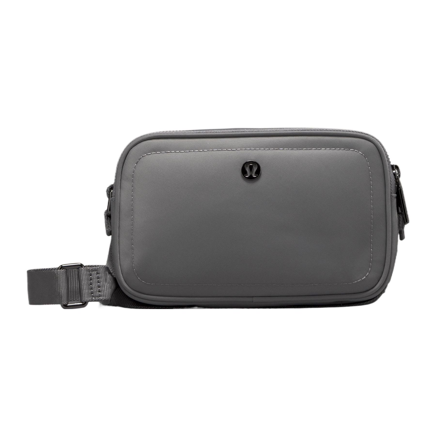 Lululemon 2L Metal Logo Adjustable Strap Zipper Closure Recycled Nylon Camera Bag Women Shoulder Bag Asphalt-Grey LW9FE1S-269809 Asphalt Gray