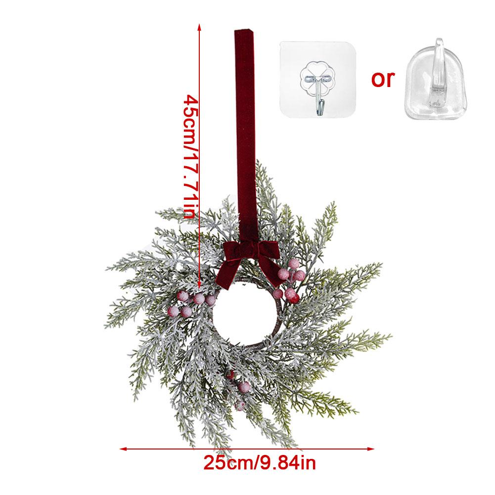 Simulated Pine Needles Red Berries Christmas Wreath Venue Layout Props Cabinet Windows Door Hanging Decorations