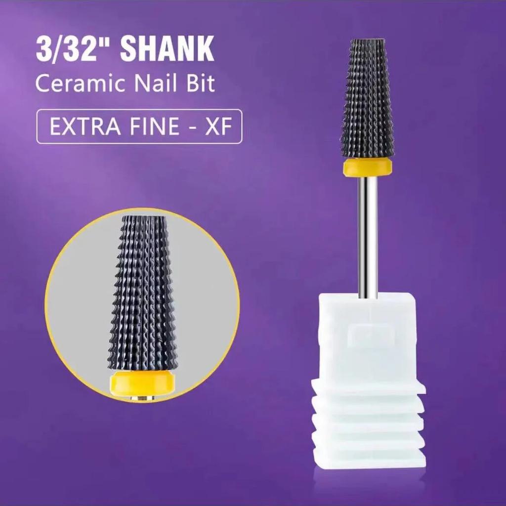 Black 5 In 1 Ceramic Nail Drill Bit For Electric Drill Machine 3/32" Shank Milling Cutter Fast Remove Acrylic Or Hard Gel