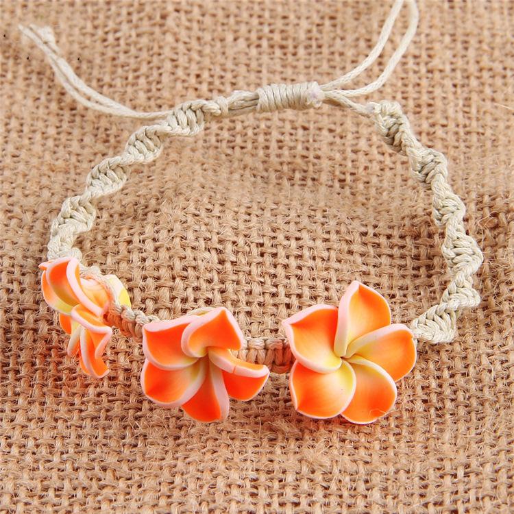 European and American Summer Fashion Necklace, Soft Pottery Flower Shell Bracelet, Woven Adjustment Anklet, Seaside Vacation Jewelry