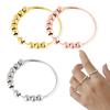 Silver Rotatable Sterling Beaded Finger Ring For Antistress Anxiety Gifts Ring