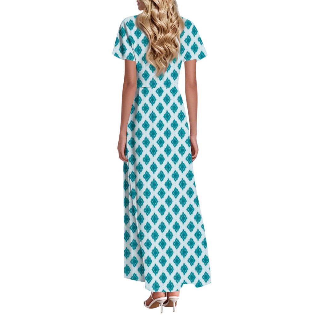 Rochie de vară pentru femei, casual, cu imprimeu floral, guler rotund, midi, clasică, de bază, pentru exterior, de zi cu zi, cu mânecă scurtă, lejeră