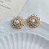 Camellia Xiaoxiang stud earrings women's summer new trendy niche design pearl earrings flower temperament retro earrings