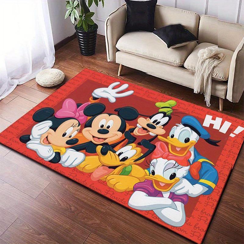 1pz Tappeto Area Mickey e Minnie, Tappetino Antiscivolo, Design Personaggi Cartoni Animati, Morbido Velluto, Decorazione Stanza, Tappeto Interno Lavabile