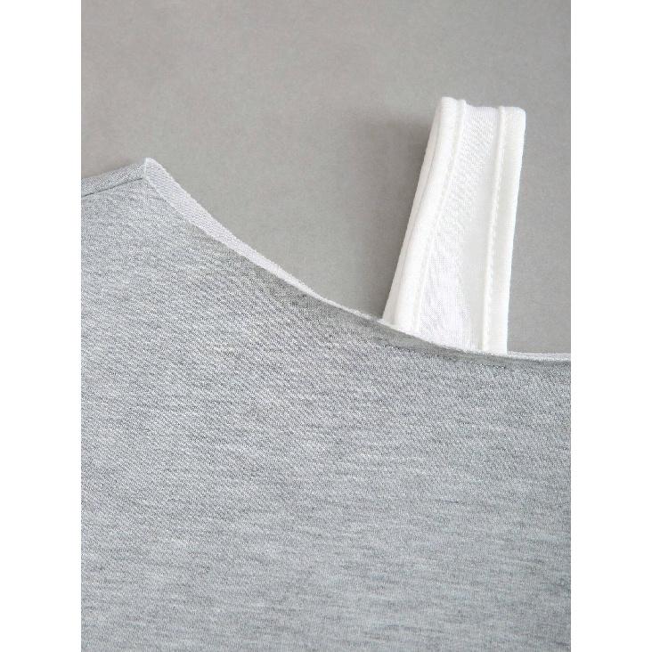 New Women'S Trendy Sports T-Shirt Autumn/Winter Irregular Diagonal Collar Long Sleeve Top