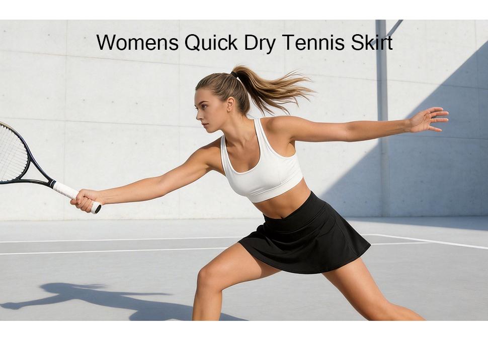 Women's High-Waisted Pleated Tennis Skirt with Pockets - Anti-Exposure Sports Skirt for Yoga, Running, and Fitness