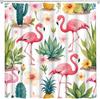 Tropical Flamingo Shower Curtain Green Cactus Succulent Flower Spring Botanical Pineapple Watercolor Beautiful Big Bird Shower