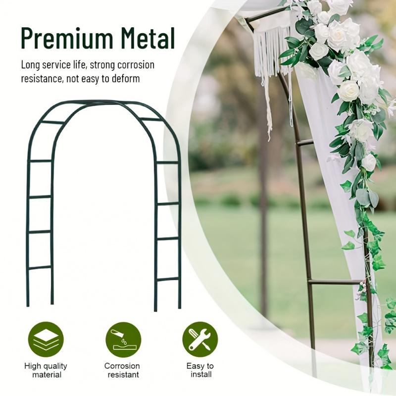 1-2Metal Garden Arch Wedding Flower Stand Heavy Duty Steel Frame Outdoor Lawn Climbing Frame