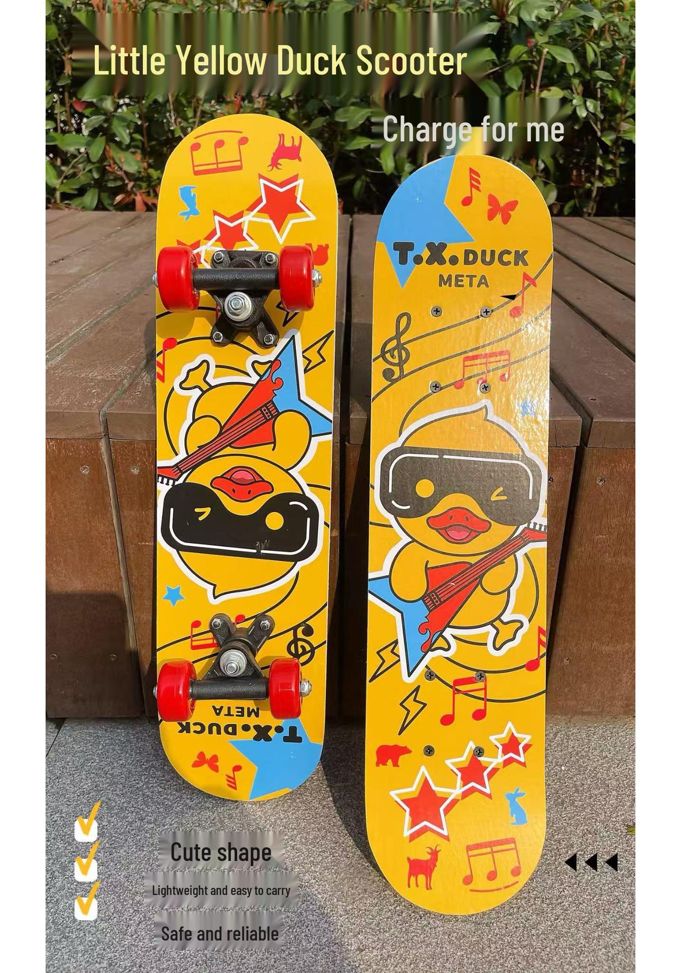 Hello Little Yellow Duck Children s Cartoon Skateboard - Beginner Four-Wheeled Mini Portable Scooter