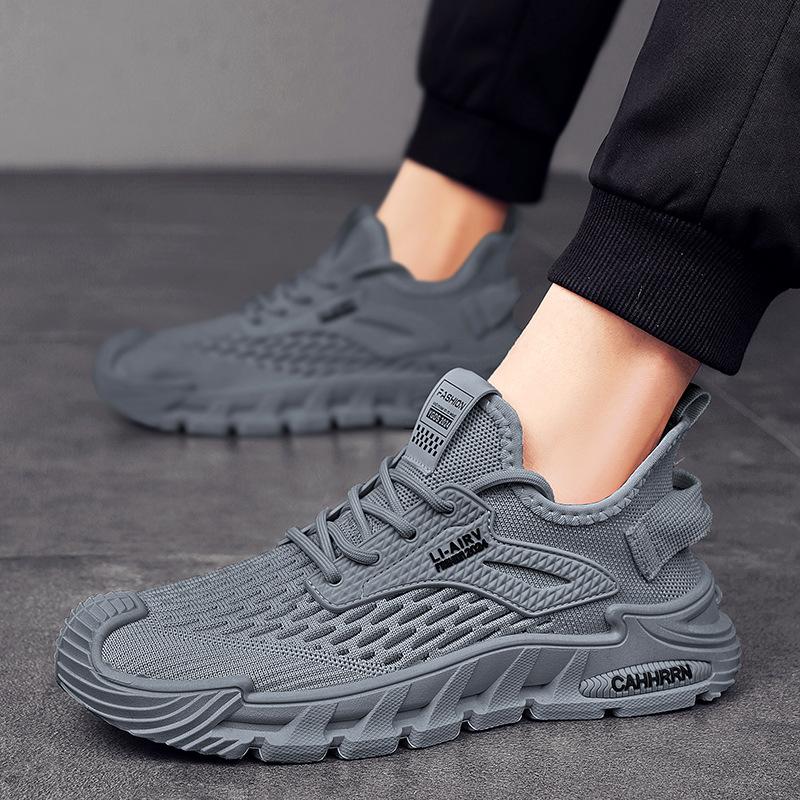 

Putian versatile flying woven sports shoes deodorant casual men s running shoes trendy shoes summer breathable mesh 44 серый