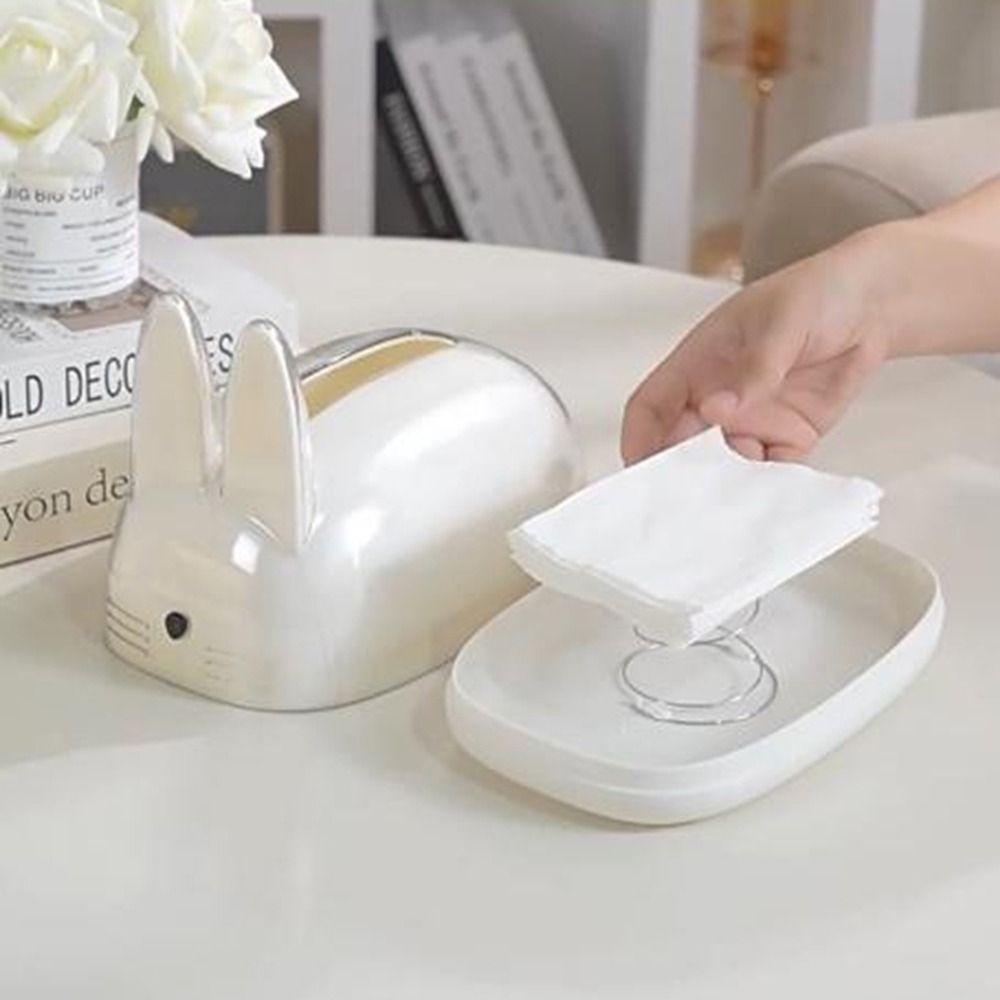 Large Capacity Paper Towel Dispenser Creamy Style Napkin Paper Case Rabbit Tissue Box  Bedroom