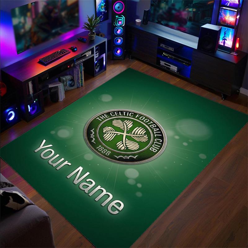 Crystal Velvet Rug Celtic FC Print Custom Name Text Floor Mat Home Decor
