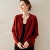 Women's Thick Cashmere Round Neck Raglan Sleeve Sweater Cardigan - Loose Fit, Autumn/Winter Versatile Outerwear