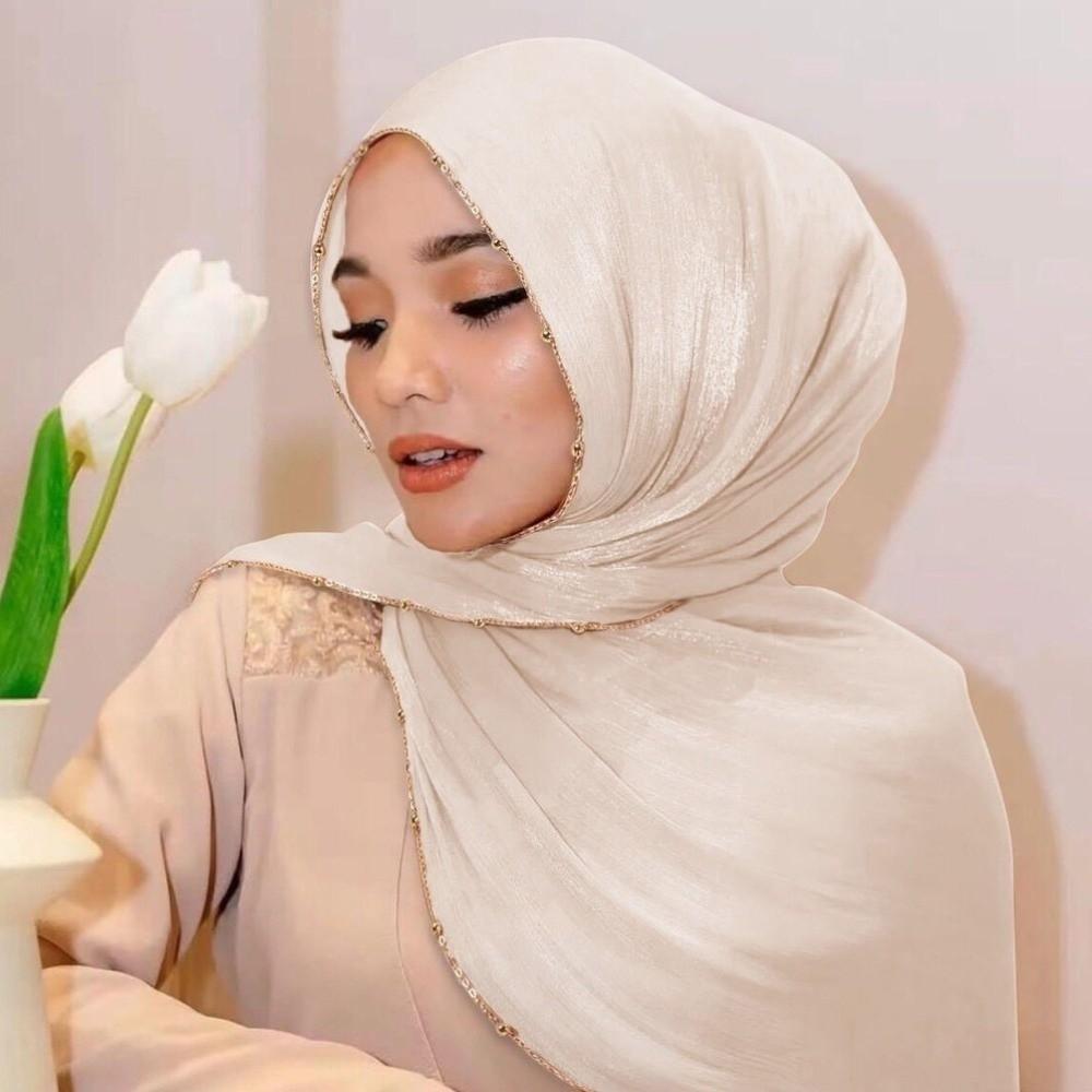 Long Headscarf Beads Chain Wraps Shawl Fashion Ethnic Style Scarf  Female